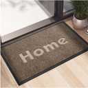 Indoor Outdoor Doormat, Non-Slip Front Door Rug Washable, Low Profile Entry Rug, Heavy Duty Welcome Mat, Dirt Trapper for Entryway, Brown, 18x29 Inches