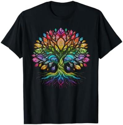 Tree Life Rainbow LGBTQ Cool Gay Pride Flag Ally Kids Men T-Shirt 1X
