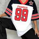 Oversized Jersey Shirts for Women Shirts Y2K Number Graphic Jerseys V Neck Cute Streetwear Tee Tops (L)