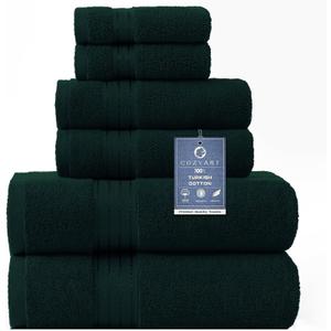 COZYART Deep Forest Green Bath Towel Set, Cotton Towel for Bathroom, Thick Soft Absorbent Bathroom Set of 6 with 2 Bath Towels, 2 Hand Towels, 2 Washcloths, 650 GSM, 6 Piece Towel Set