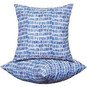 Outdoor Throw Pillows - Decorative Pillows with Insert Included Set of 2 Outdoor Pillows for Patio Furniture 18x18 Inch (Blue Dots)