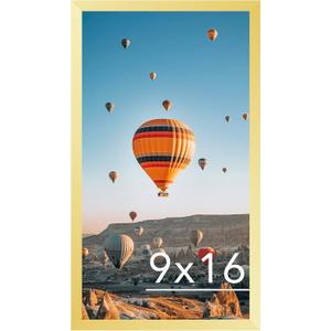 9x16 Picture Frame Gold for Wall Hanging, Wall Mounting Horizontally or Vertically, 9 x 16 Wall Gallery Poster Photo Frame with Shatter Resistant Plexiglass, Gold