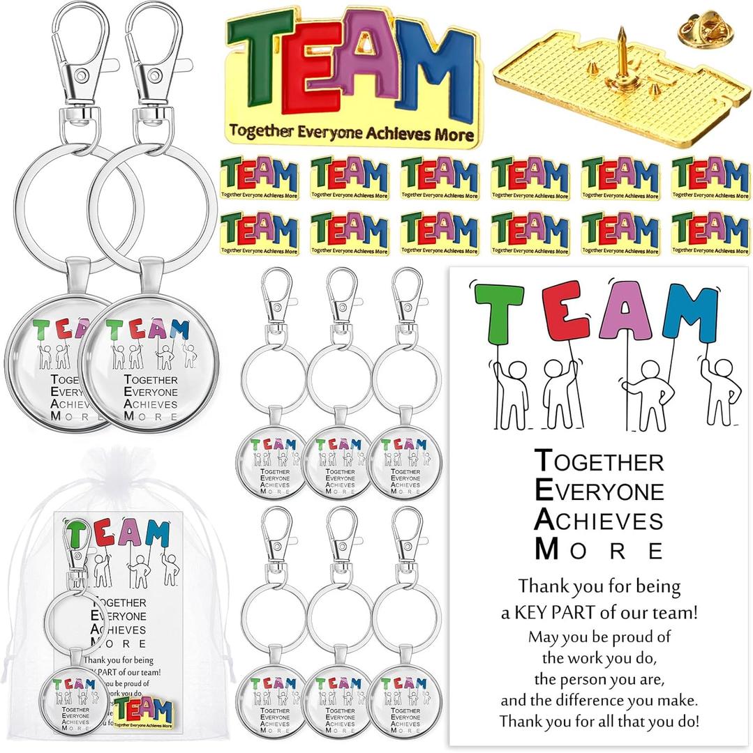 Yinkin Employee Appreciation Gifts Bulk Team Appreciation Pins and Keychain with Thank You Card for Staff Coworker