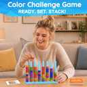 LLESSOO Color Challenge Game A Quick-React Color Matching Puzzle Game, Fun Board Game for Kids 6-8-12, Adults, Party & Family Game Night, Stacking Game Comes with 1 Stack Rack, 100 Cards, 60 Rings