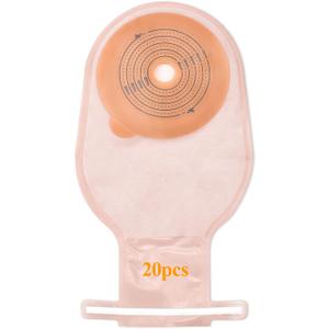 20 PCS Colostomy Bags, Ostomy Bag Colostomy Supplies, One Piece Drainable Pouches with Clamp Closure for Ileostomy Stoma Care, Hydrocolloid & Non-Woven Border, Cut-to-Fit 15-65MM