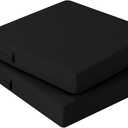 idee-home Outdoor Chair Cushions Set of 2, Waterproof Outdoor Seat Cushions for Patio Furniture, Outside Replacement Chair Pad with Ties for Lawn Deck Porch, 19 x 19 Black