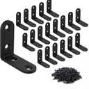 20 Pcs L Corner Brackets 2x2 Inch Black Heavy Duty L Bracket for Joint Right Angle Shelf Support Corner Braces for Shelves, Wood Furniture, Cabinet with Screws (20 Pack)