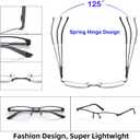 HIGHLIKE 4-Pack Blue Light Reading Glasses for Men, Metal Half Frame Readers Spring Hinge Clear Lens Eyeglasses with Pouches, Semi Rimless 2 Black 2 Gunmetal 2.5 x