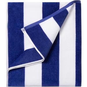 LULUHOME Large Oversized Beach Towel - Big Cotton 36 x 70 Inch Striped Pool Towel, Large Cabana Soft Swimming Towel for Adult Men Women,Dark Blue