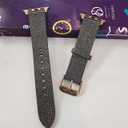 DSAAplus Bling Leather Band For Apple Watch Band 41/40/38/44/45/46/49/42mm for iWatch Series 10 9 8 7 6 5 4 3 Ultra SE (gray+rose gold buckle)