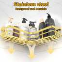Gold Corner Adhesive Shower CaddyRustproof Stainless Steel Corner Shower Shelves for Bathroom Kitchen, No Drilling Wall Mounted Shower Rack for Inside Shower, 5 Pack