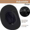 Eohak Womens Western Cowboy Hats Studded Pinched Western Cowgirl Hats Wide Brim Fedoras Hat with Belt Buckle (Size:Medium) (Black, M)