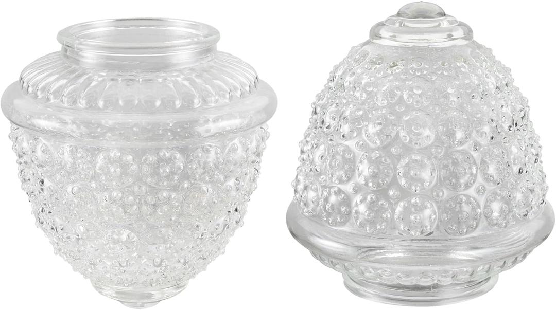 Aspen Creative 23602-02, Clear Pineapple Glass Shade For Lighting fixture/Pendant/Wall Lamp, Fitter: 3-1/4", 5-1/2" D x 5-15/16" H, 2 Pack