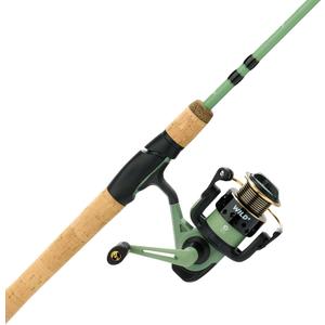 Shakespeare Wild Spinning Reel and 7' - Light  2-Piece Fishing Rod Combo, Carbon Composite Rod Blank Construction, High Density EVA Handles
