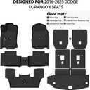 Floor Mats for Dodge Durango 6 Seats/Captain Seat 2016-2025 2026, Trunk Mat and Backrest Mat All Weather TPE Protector for Dodge Durango Accessories