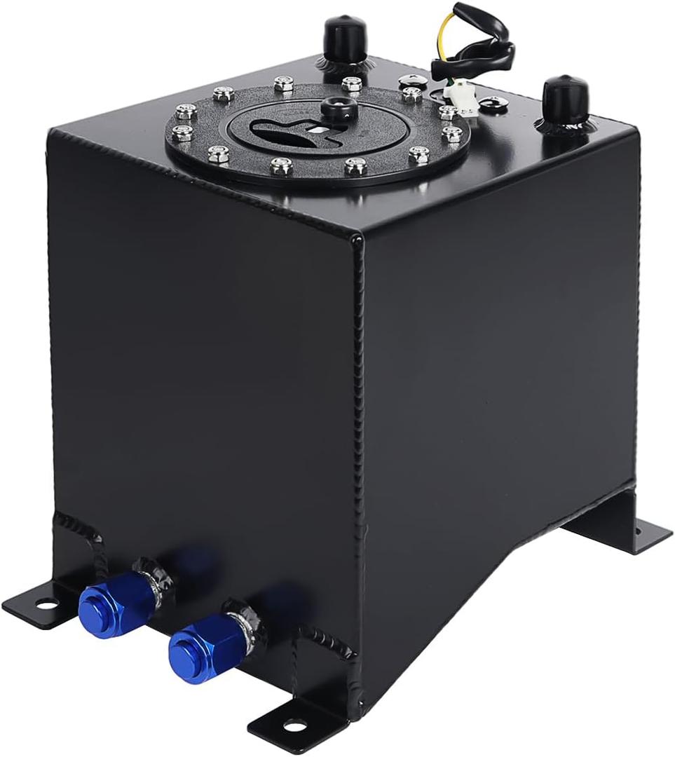 LokoCar 2.5 Gallon 10L Fuel Cell Tank with Cap and Level Sender Polished Aluminum Universal Black