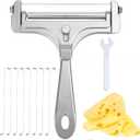 Stainless Steel Wire Cheese Slicer, Handheld Cheese Cutter with 8 Replacement Wires & Wrench Food Slicer for Block Butter Cutter Tools (Silver)