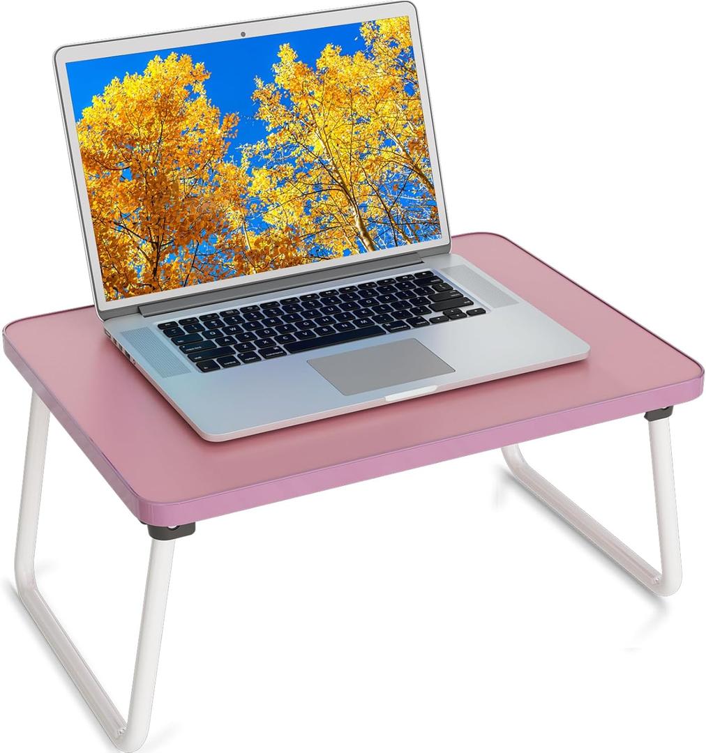 Lap Desks Laptop Tray for Bed or Couch,Portable Breakfast Serving Tray with Folding Legs,Foldable & Lightweight Mini Table, Laptop Stand for Working, Reading and Writing,Pink