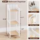 Slim Bathroom Storage Shelf Unit, 3 Tier Corner Storage, Rustic Makeup Organizer, Space-Saving Floor Standing Storage Shelves for Bathroom, Vanity,Kitchen, Laundry 9.85in Matte White, 9.85 x 11.42 x 32.68 inches