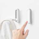 4Pcs Foldable Wall Hooks, Zinc Alloy Folding Hook White, Heavy Duty Folding Coat Hooks Wall Mounted for Hanging Coat Towels Bags Keys (White, 4 Pack)