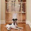 MidWest Homes for Pets Wire Mesh Pet Safety Gate, Dog Gate Expands From 29 - 50 Inches Wide, 32 Inches Tall, Wood, Powder Coated Wire