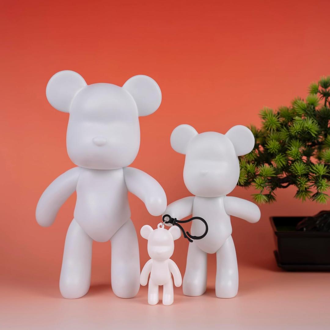 7+9 inch Blank Bear Mold 2 Set DIY Fluid Bear + 1 Keychain Creativity Figure for Home Decoration