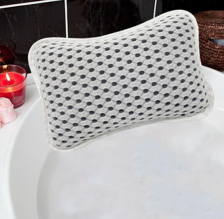 Bath Pillows for tub,Home Spa Pillows for Bathtub, Hot Tub,Head and Neck Support with 2 Strong Suction Cups,Grey