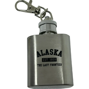 Alaska est.1959, The Last Frontier, Mini Flask Keychain (Missing Chain)