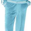 Ekouaer Women's Velvet Velor Tracksuits 2 Piece Lounge Outfits Zip Up Sweatshirt and Sweatpants with Pockets, Size -M