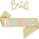 Bachelorette Party Decorations Bridal Shower Headband, Bride to Be, Crown Bride with Glitter Sash for Women Bachelorette Party Gifts, Bachelorette Party Supplies, Gifts, Favors (GOLD)
