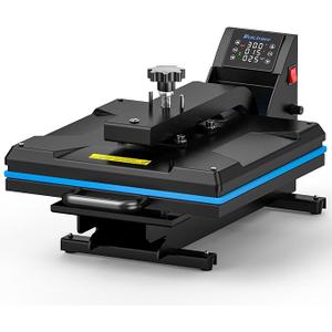 Delclynee Auto 15"x15" Heat Press Machine with Automatic Press and Release, Slide Out Lower Platen, Adjustable Pressure with Pressure Readout, Digital Industrial Clamshell Sublimation Printer (Black)