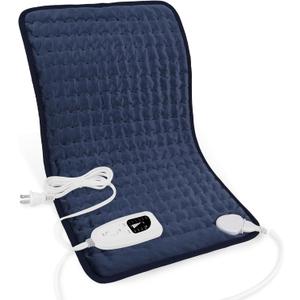 Deepsoon Heating Pad, Electric Heating Pads for Back, Neck, Moist Heating Pad for Abdomen Shoulder Knee Legs, Dry/Moist Heat & Auto Shut Off, Mother's Day Birthday for Men and Women (Navy Blue,24x12 Inch)