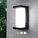 Sytmhoe Modern Outdoor Wall Lights,24W-LED Exterior Wall Sconce Light Fixtures,3-Color-Changeable Wall Mounted Lamps,Matte Black Porch&Patio Light,IP65 Waterproof for Hallway Stairs Gardens (3CCT-Concave-1Pcs)