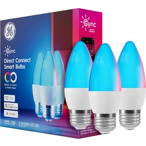 GE Cync Smart LED Light Bulbs, Color Changing Decorative Light Bulbs, Indoor WiFi Lights, Matter Compatible, Compatible with Alexa and Google Home, Medium Base (3 Pack)