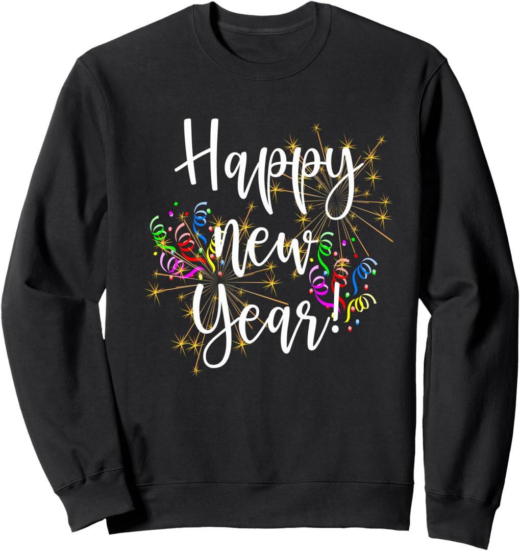 Happy New Year Day Eve Party Fireworks Confetti Costume fun Sweatshirt M