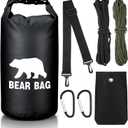 1 Set Bear Food Bag for Camping Ultralight Food Hanging System Includes Waterproof Bear Bag, Nylon Ropes, Hooks for Camping Backpacking (Black)