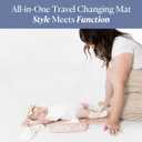 Toddlekind Mini Maven Portable Changing Pad  Organic Cotton & Water-Resistant Polyester  Travel-Friendly, Foldable Change Mat  Blush Stripes with Wave Stitching  Chic, Durable, Easy to Clean