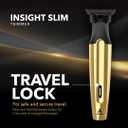 Andis 562442 Insight Slim Cordless High Powered Rotary Motor Hair Trimmer, 9-Piece Kit, Stainless-Steel T-Blade, Lithium-Ion Battery, Travel Lock, Gold