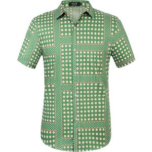 Hawaiian Shirt for Men, Beach Shirts for Men, Tropical Shirts Short Sleeve Floral Casual Button Down (Green, S)