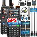 Ham Radio BAOFENG Radio 5RH PRO GPS APRS 10W High Power(4PCS Batteries, 8 Antennas) Walkie Talkies Long Range, Air Band, NOAA Emergency Weather Alarm for Survival Gear Hunting Camping 2 Pack Full Kit