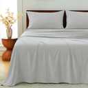 GOKOTTA 4-Pcs King Size Sheets Set, 10-16" Deep Pocket, Non-Slip Elastic Corner Straps, Washed & Brushed Microfiber Polyester - Hotel Luxury, Ultra Soft, Breathable, Wrinkle-Free, Anti-Rip -Light Grey