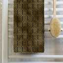 3dRose - Anne Marie Baugh - Patterns - Modern Black and Image of Gold Greek Key Geometric Pattern - Towels (twl-352788-1) (15" x 22")