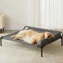 Cooling Elevated Dog Beds, Outdoor Raised Dog Bed for Large Pet, Elevated Outdoor Pet Cot, Durable Breathable Teslin Mesh with Slope Headrest, Chew Proof Portable Pet Bed for Indoor and Outdoor Use (41 x 35 Inch, Grey)