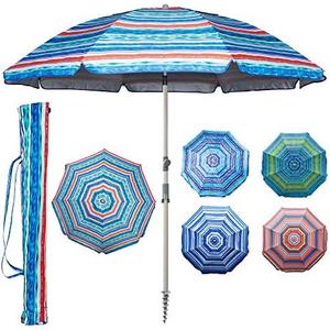 Blissun 7.2' Beach Umbrella with Sand Anchor, Outdoor Portable Beach Umbrella for Sand with Tilt Pole, Carry Bag, Air Vent