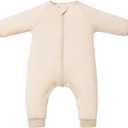 Baby Sleep Sacks with Feet, 1.0 TOG Long Sleeve Wearable Blanket for 0–6M Infants & 2T–4T Toddlers, Soft and Cozy (Beige)