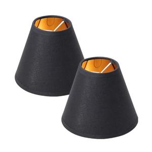 Modern Small Lamp Shade Set of 2 Linen Clip On Bulb Lampshade for Candelabra Bulbs Table Chandelier Wall Lamp Floor Lamps Chandelier, Black