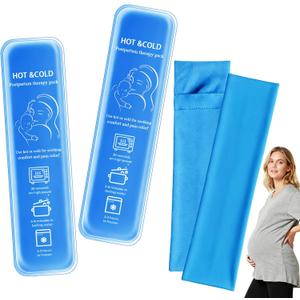 Postpartum perineal ice Pack, Hot and Cold Ice Pack for Women After Pregnancy, Postpartum Ice Pack for Recovery, Affordable & Reusable，2 Ice Packs and 2 Washable Sleeves. (Pink Flower) (Blue 1)