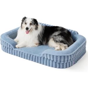 LE SURE Cute Dog Beds for Extra Large Dogs, Orthopedic Waterproof XL Pet Bed with Sides, High Back Non-Slip and Egg-Crate Foam Big Dog Couch Sofa with Washable Removable Cover, Blue