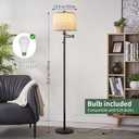 Ruiever Dimmer LED Floor Lamp,Tall Standing Lamp with Swing Arm,Black Lamp with Dimmer LED Bulb,Elegant Floor Lamp for Living Rooms & Bedroom (Black)