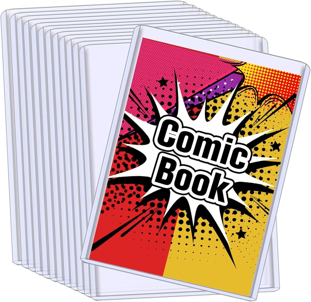 20PCS Comic Book Toploader, Premium PVC Hard Sleeves for Current/Silver Age Comics, 7.6x11 Inch Crystal Clear Protection, for Display & Storage Holder Comic Book Top Loader (20)